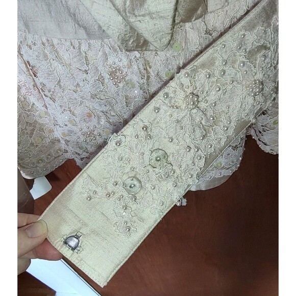 NOS vintage Saint Romei sz 10 light pink 100% silk two piece suit w/belt - Picture 15 of 16